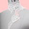 1 Yard Shimmery White Polyester Lace Trim with White Beaded Embellishments 3 Inch Width